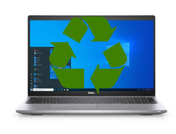 Blog Hardware Lifecycle Management; laptop met recyclage symbool